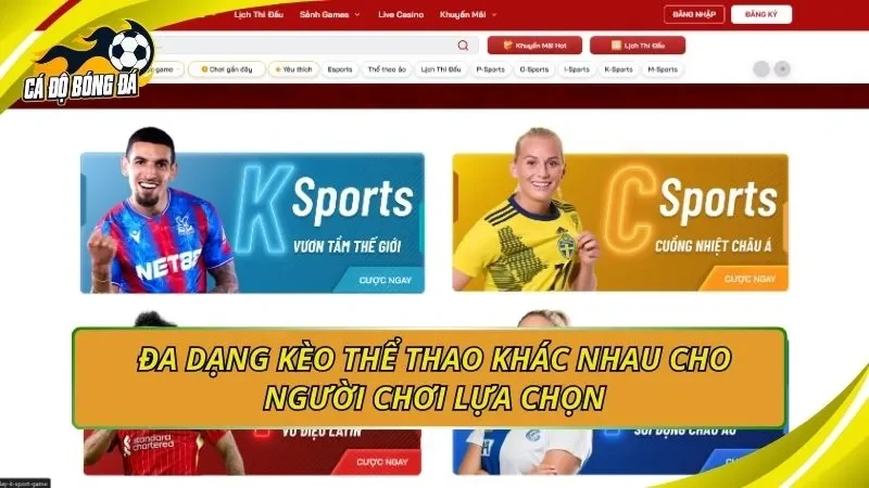 Đa dạng kèo thể thao khác nhau cho người chơi lựa chọn