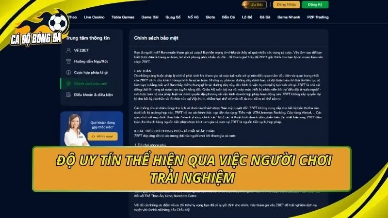 Độ uy tín thể hiện qua việc người chơi trải nghiệm 